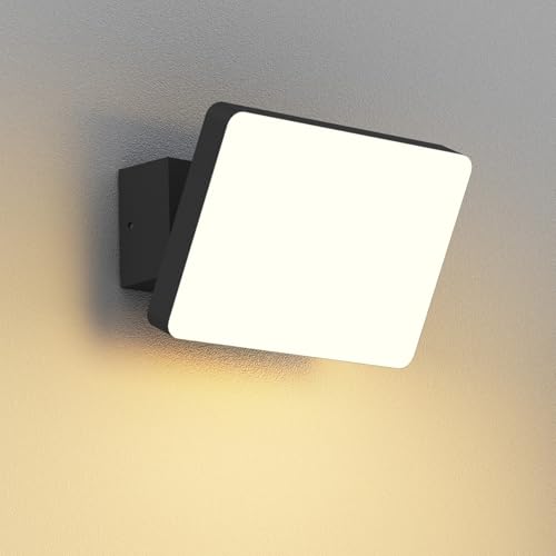 K-Bright 24 W Aplique parede exterior LED 1500 LM aplique LED exterior IP65 impermeável candeeiro de parede giratório alumínio para entrada terraço corredor luz exterior parede 3000 K branco quente