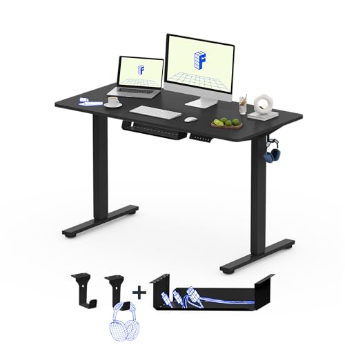 FLEXISPOT EG1 Mesa de pé com placa (preto, 100 x 60 x 1,6 cm), Standing Desk, secretária elétrica computador mesa Gaming ajustável em altura com tecla de 2 botões inteligente