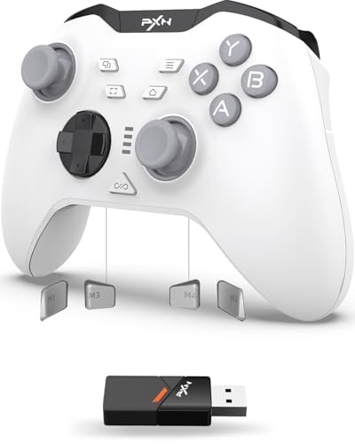 PXN P5 Mando PC Switch Inalámbrico 2025 – Hall Effect Joystick & Trigger, 4 Macro, 3 Modos (2.4G/BT/SW), Doble Vibración, Turbo, 1000mAh, App – Mando para PC, Switch, Android, iOS & Steam Deck