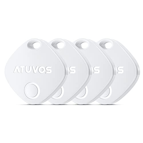 ATUVOS Air Tag Smart Tracker 4 Pack branco, localizador de objetos Bluetooth funciona com a procura da Apple (apenas iOS, Android não compatível), localizador para chaves, malas, bagagem. Bateria