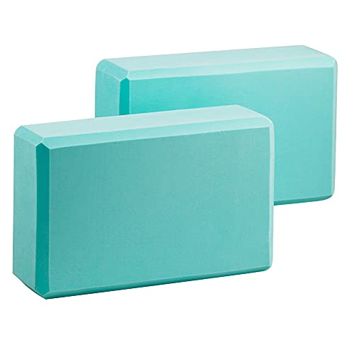 EXERZ Blocos de ioga - conjunto de 2 tijolos de espuma antiderrapantes, leves e resistentes para ioga, pilates