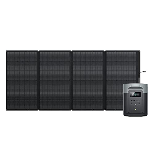 Gerador solar EcoFlow DELTA 2 máxima capacidade 2048 Wh bateria LFP estação portátil e painel solar 400 W até 3100 W de saída CA carga 0-80 % em 53 min exteriores, campismo, auto-caravana, varandas