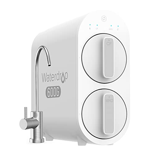 Waterdrop RO Sistema de filtragem de água por osmose reversa, 2271 litros, 2:1 puro para drenagem, sem tanque, sistema de 7 etapas, listado a FCC, WD-G2P600-W