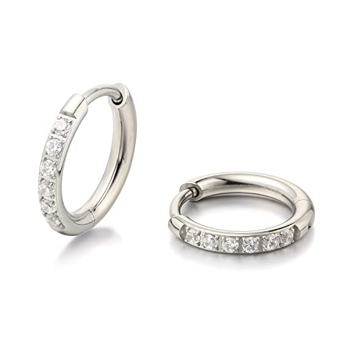 Limerencia F136 Brincos de aro titânio, 8 - 14 mm brincos hipoalergénicos titânio 20 G para mulheres, homens e meninas adolescentes