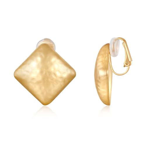 LILIE&WHITE Brincos clipe mulher dourados sem furo, design moderno e elegante, antialérgicos e resistentes, acessório e presente com estilo