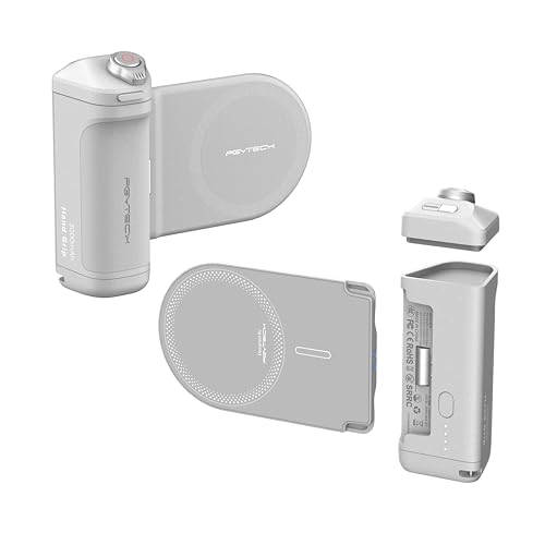 PGYTECH MagCam Kit de aderência para telemóvel, aderência para telemóvel 3 em 1 com carregamento sem fios MagSafe/controlo remoto Bluetooth removível, suporte para telemóvel, cinzento nebuloso