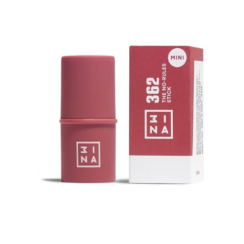 3INA MAKEUP - The No-Rules Stick 362 (mini) - Colorete em creme rosa com ácido hialurónico - colorete em barra 3 em 1 bochechas lábios e olhos - colorete tamanho viagem - Vegan - Cruelty Free