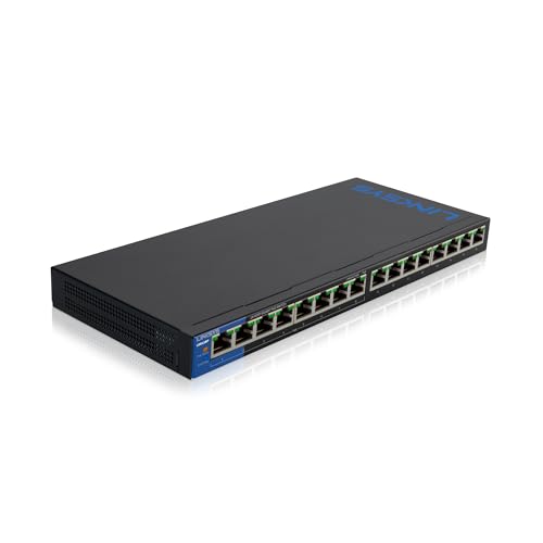 Linksys LGS116P-EU switch de rede Gigabit não gerenciado de 16 portas com 8 portas PoE+, até 1000 Mbps, para empresas e indivíduos, vigilância IP, divisor Ethernet de mesa