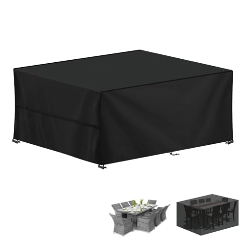 LAMUNI Capa protetora para móveis de jardim, retangular, capas para móveis de terraço, impermeável, capa de mesa exterior anti-UV, cobertura de exterior para mesas, cadeiras, sofá de jardim, 240 x 180