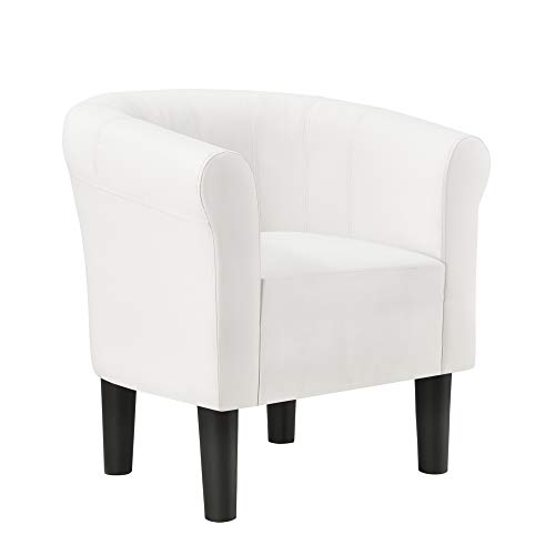 [en.casa] Poltrona Relax elegante poltrona 70 x 70 x 58 cm assento confortável de pele sintética branca