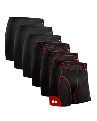 DANISH ENDURANCE Cuecas desportivas homem boxer, justas e respiráveis, conjunto de 6 - roupa desportiva para homem, roupa interior