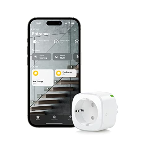 Eve Energy (Matter) Tomada inteligente, controlo por app e voz, 100 % privacidade, Matter e Thread, compatível com Apple Home, Alexa, Google Home, SmartThing, requer um roteador de borda thread