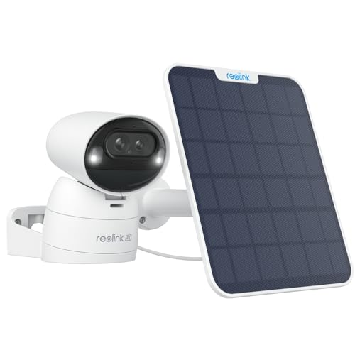 Reolink 4K Câmara de vigilância WiFi exterior solar com lente dupla, PTZ IP câmara com visão noturna colorida e zoom, rastreamento automático, detecção de IA, áudio de 2 vias, painel solar Argus Track