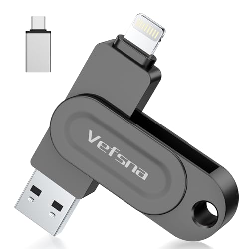 Pendrive 512 GB para iPhone Apple certificação, Vefsna Pen Drive USB C para iPhone, memória USB 3.0 externa, Photo Stick 3 em 1 Lightning Flash Drive Memory Stick para iPhone, OTG Android, iPad, PC