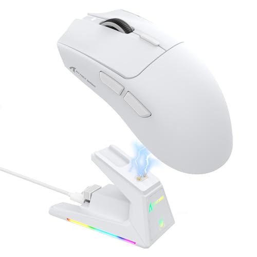 ATTACK SHARK X1 Rato para jogos com base de carregamento magnético, sensor PixArt PAW3395PRO, 40000DPI, Bluetooth/2,4 G Wireless/Wired, 53 g super leve, microinterruptores de 100 m para PC/Xbox/Mac