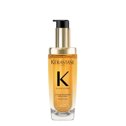 Kérastase EliSJFS Ultime, Huile Originale recarregável, óleo empilhar anti-fricção, tratamento térmico - protetor sem enxaguar, 75 ml