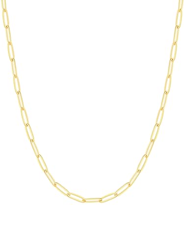 FOCALOOK - Corrente feminina de aço inoxidável, banhado a ouro, corrente de malha de 3 mm, comprimento 35 cm, 40 cm, 50 cm, 55 cm, 60 cm