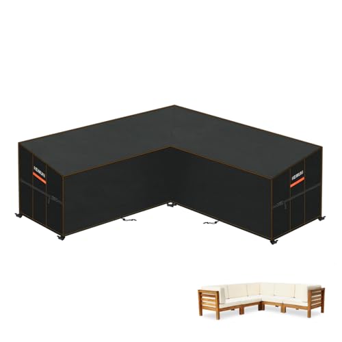 HEIMUNI Capa para sofá exterior impermeável em forma L, capa protetora para sofá exterior e canto capa para móveis de jardim em forma L, capa para sofá, jardim cobertura para móveis anti-UV 210 x 210