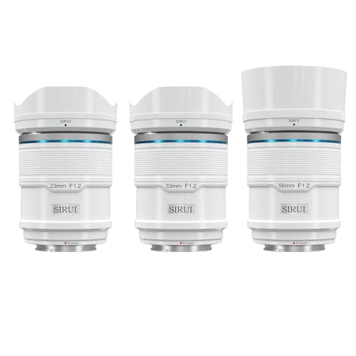 SIRUI Sniper F1.2 Lente de foco automático Set, 23 mm, 33 mm, 56 mm, alvo grande angular APS-C. E Mount Lente para A6400, A6700, ZV-E10, FX3/30 (AS-3S-EW, E Mount, branco)