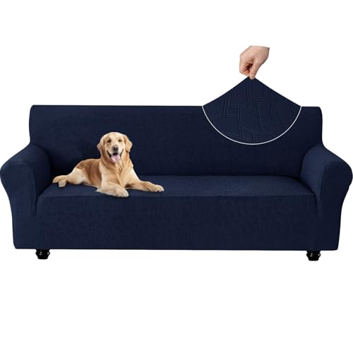 Ystyle Capa para sofá de 3 lugares, Couch Cover elásticas, capa para sofá anti-riscos gatos, forro para sofá antiderrapante, protetor de sofá antimanchas, lavável anti-cães, azul escuro
