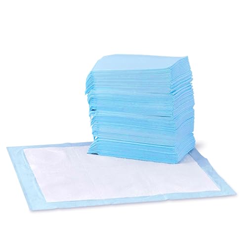 Amazon Basics Almofadas de treino para cães e cachorros, design de 5 camadas à prova de fugas com superfície de secagem rápida, regular, 56 x 56 cm, 150 unidades, azul