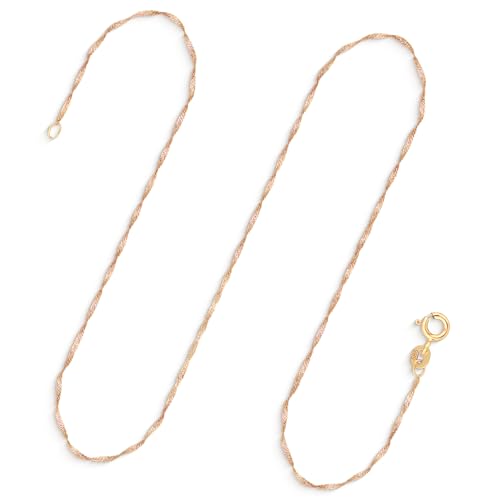 EDELIND Corrente de ouro mulher 18K 14K 9K 8K ouro amarelo corrente Singapura 1 mm colar mulher homem menina de 34 a 80 cm joalharia mulher com caixa de presente de joalharia, Ouro amarelo 14 K (585