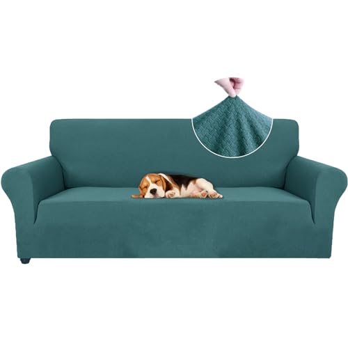 Ystyle Capa para sofá de 3 lugares, capas de sofá ajustáveis com apoios de braços, capa grossa para sofá anti-gatos cães e animais de estimação, moderna cobertura antimanchas, lavável, verde