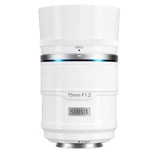 SIRUI Sniper 75 mm Lente de foco automático F1.2 APS-C Telephoto lente para A5 A6 A7 FX A9 ZV-E Series Camera (E Mount, branco)
