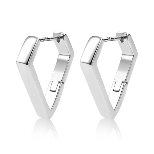ALEXCRAFT Brincos femininos prateados 925 banhados a 14 K ouro retangulares geométricos minimalistas