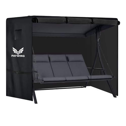 PATWING Capa de balanço de jardim, cobertura de balanço de jardim exterior de 3 - 4 lugares, 600D impermeável UV rede de rede capa baloiço jardim, com fechos e fivelas