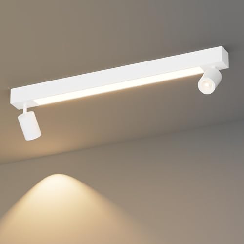 Klighten Candeeiro de teto com 2 holofotes, 28 W 2070 Lumen LED 2 GU10 capa, holofotes de teto ajustáveis modernos, holofotes para sala de estar, quarto, cozinha, biacno, lâmpada GU10 não incluída