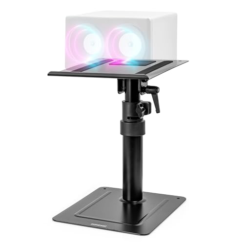 Duronic SPS20 Suporte de altifalante para secretária | ajustável de 26,4 a 40,5 cm, suportes para altifalante de mesa inclinável e rotativo, placa 24 x 20 cm, suporte 25 x 20 cm, cinema em casa
