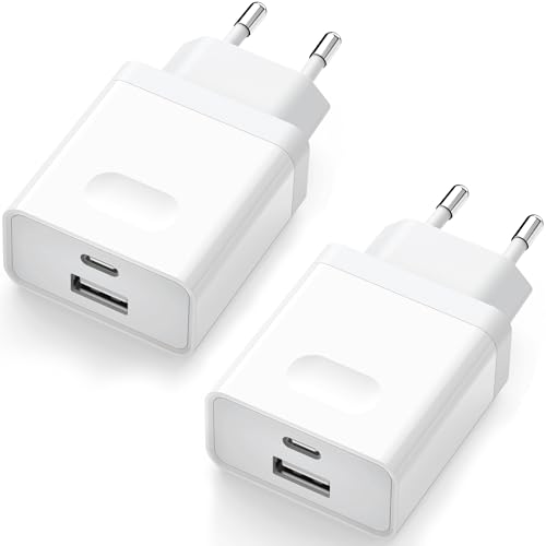 2 peças carregador USB C, tomada de 20 W Replacement for iPhone 16 15 14 13 12 11 Pro MAX SE XS XR 8 7 Plus Mini SE, Galaxy, pixel. Carregamento rápido tipo C carregador móvel adaptador multi cabeça