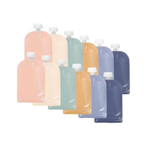 Jané Sacos reutilizáveis para comida bebé, 12 unidades, capacidade de 100 ml, fácil de preencher, abertura inferior com fecho hermético
