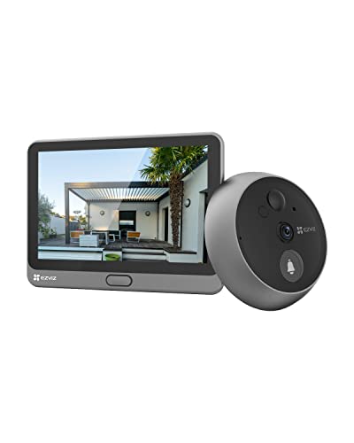 EZVIZ Máquina de visão digital de porta com ecrã tátil a cores de 4,3 polegadas câmara vídeo campainha sem fios monitor com bateria recarregável 4600 mAh, PIR deteção de movimento, áudio bidirecional