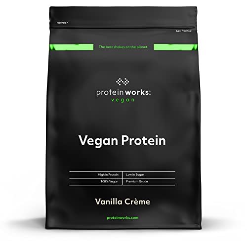 Protein Works - Proteína vegana - 100% A base de plantas - sem glúten - baixo em gorduras, creme de baunilha - 500 g