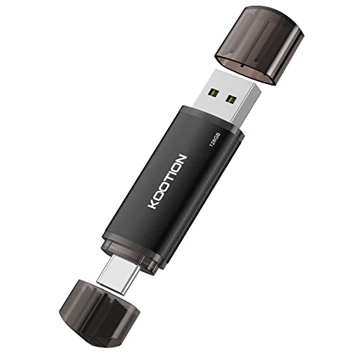 KOOTION Memória USB de 128 GB, USB C OTG 2.0, 2 em 1, 128 G, unidade flash tipo C Flash Drive 128 Gbyte com porta-chaves impermeável para PC/portátil, telemóvel tipo C