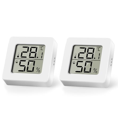 AiQInu 2 peças mini termómetro higrómetro, digital higrómetro interior, termómetro magnético de alta precisão, medidor de temperatura para casa escritório quarto jardim