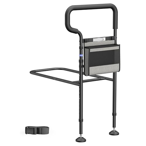 nimood C3 PRO Corrimão de cama para adulto com corrimãos mais largos, pernas de extensão oferecem melhor estabilidade, trilhos auxiliares de cama estáveis com luz de movimento para proteger as quedas
