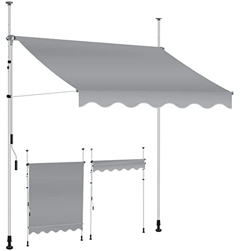 KESSER® Toldo para varanda com manivela, toldo para varandas, resistente aos raios UV, regulável em altura, repelente de água, proteção solar, cobertura para pátios, cinzento 350 cm