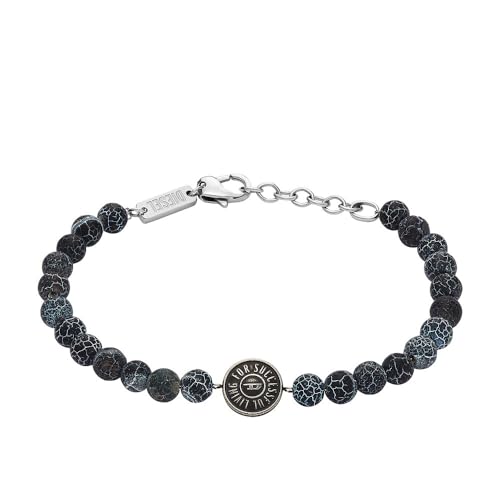 Diesel Pulsera de hombre de cuentas semipreciosas con cierre de langosta