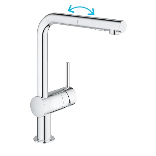 Grohe Minta mono-comando de lava-loiça, 1/2 ", cano em L, chuveiro removível com 2 jatos, cromado, 30274000