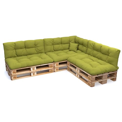 POKAR Conjunto de almofadas aconchadas de 8 peças para europaleses: 3 assento 120 x 80 cm + 3 x encosto 120 x 40 cm + 1 x 60 x 40 cm lateral 1 almofada decorativa 40 x 40 cm, para sofá de paletes, sem