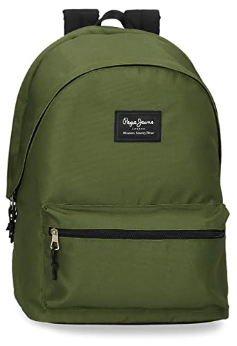 Pepe Jeans Aris Mochila para portátil compartimento duplo portátil 15,6 polegadas 31 x 44 x 17,5 cm mochila escolar poliéster by Joumma Bags, Verde escuro, Tamanho único, Mochila
