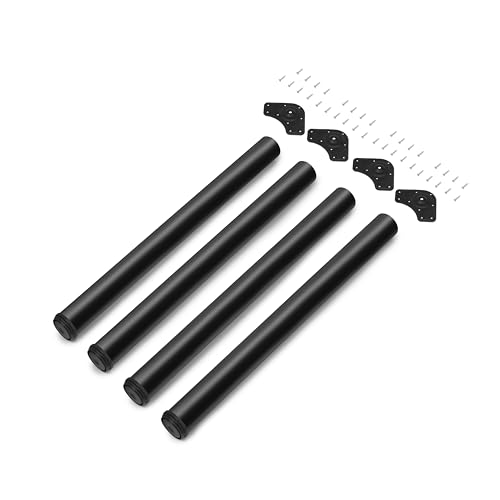 EMUCA - Pernas de mesa reguláveis Ø 60 x 830 mm, kit de 4 pernas de aço, altura regulável 830 - 850 mm, acabamento preto