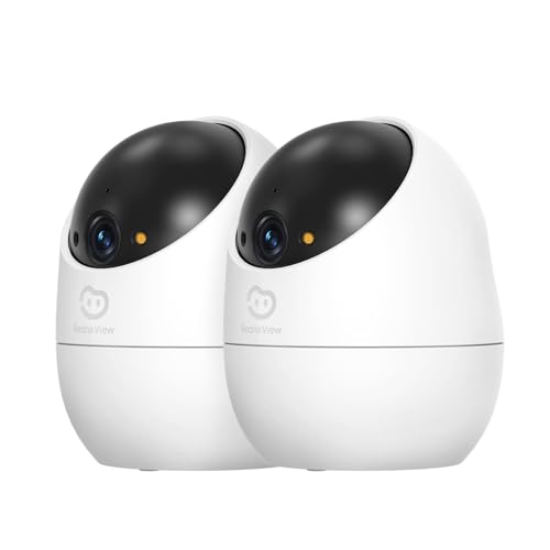Beans View 2K (3 MP) Câmara interior para segurança D210, 2 peças, visualização de 360°, 2,4 GHz Wi-Fi 1080P, câmara animais de estimação/cães/gatos, visão noturna colorida, deteção humana, compatível
