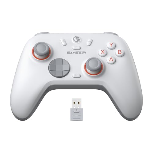 GameSir Nova 2 Lite Mando inalámbrico para con joysticks y gatillos de efecto Hall, 2.4G y con cable 1000Hz Polling Rate, Turbo, PC GamePad Compatible con PC/Switch/Steam/iOS/Android(Blanco)