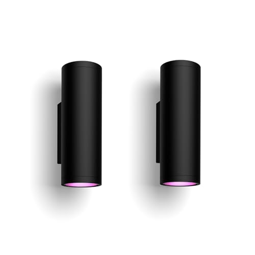Philips Hue – Candeeiro inteligente Hue Appear, pacote de 2, aplicação exterior LED inteligente, luz branca e colorida, compatível com Alexa e Google Home, cor preta