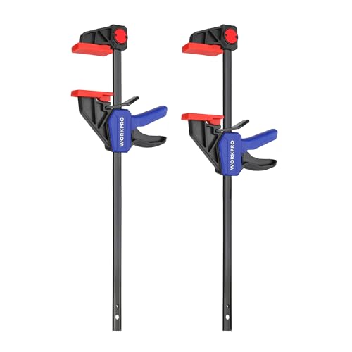 WORKPRO 2 peças sargento de barra 305 mm, braçadeira de barra, conjunto de sargentos para carpintaria madeira, força de fixação 68 kg, aço e nylon para fixação precisa