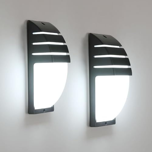 Comely 2 unidades 12 W candeeiro de parede exterior / interior, IP65 impermeável aplique LED, para entrada de jardins e varandas, sala de estar, branco frio 6500 K